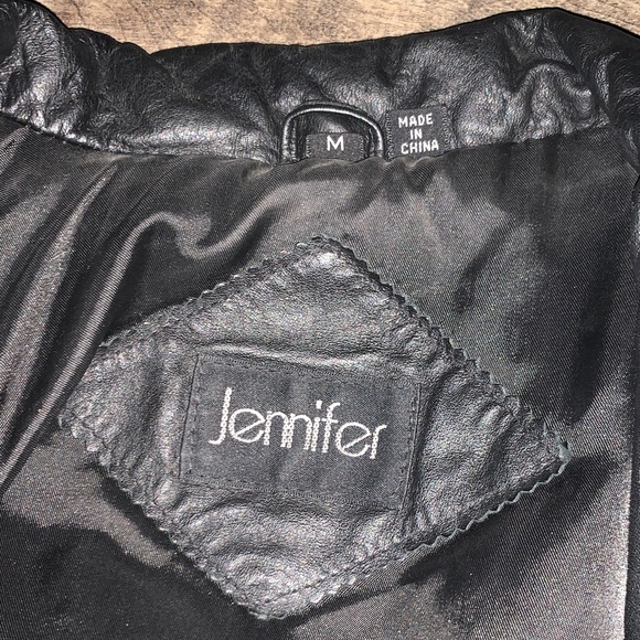 VINTAGE JENNIFER BLACK LEATHER JACKET 80’s STYLE - Picture 4 of 9